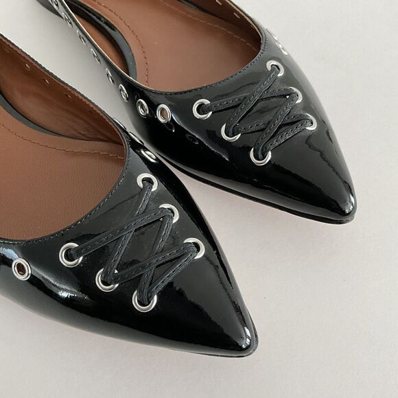 Coach Flats 6M Black All Leather Point-toe Lace-up Front Breathable Grommet - Picture 10 of 12